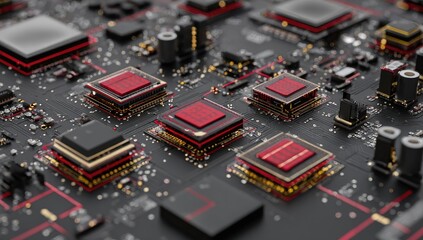 Obraz premium Close-up circuit board with many processors