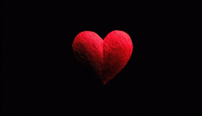 Red heart on black background