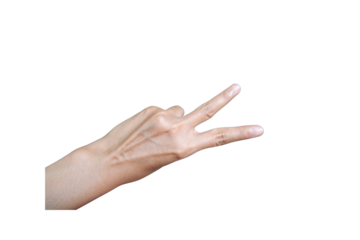 Hand Making V Sign Gesture with Transparent Background for Versatile Use