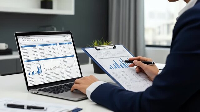 Businessperson analyzing financial data