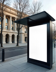 Vertical blank billboard mockups on street footpath for advertising and promotional display template