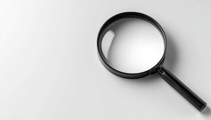 Black magnifying glass on white surface