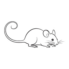 Rounded Ear Mouse Line Art – Mouse Vector Outline Drawing with Distinctive Head Shape – Mouse Drawing – Vector of Mouse – Mouse Outline

