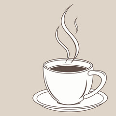 Steaming Coffee Cup Line Art: Simple Vector Graphic for Creative Projects.