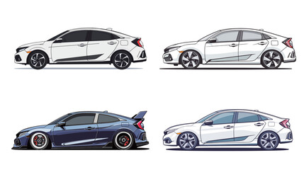 Side View of  Vehicle – Sleek Sports Car Vector Illustration in Profile