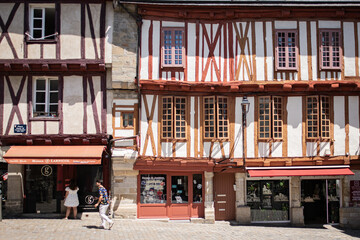 Les façades du vieux Vannes, Morbihan, France