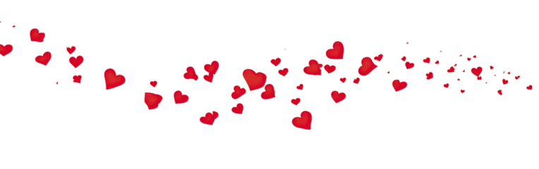 Scattered red heart shapes on black background