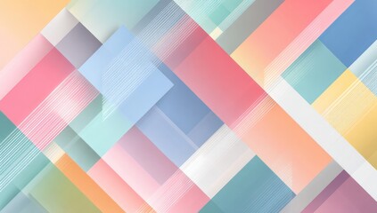 Obraz premium Abstract background with overlapping pastel squares and diagonal streaks