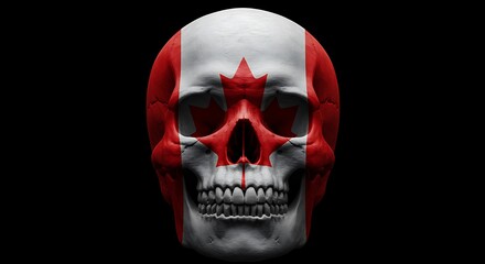 Canadian Skull: Dark 3D Render, Flag Motif