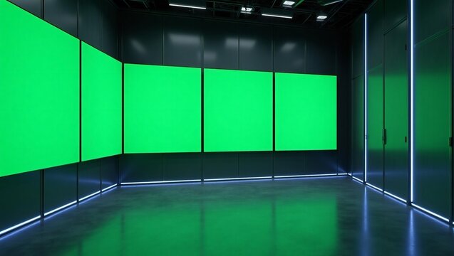 green screen in the TV room studio