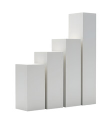 White block chart illustrates business data, symbolizing growth and progress positively