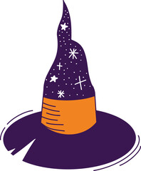 Festive Witch Hat with Stars - Halloween Illustration