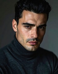 Fototapeta premium Dark-Haired Man in Studio Setting