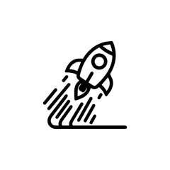 Simple Rocket Icon with Dynamic Thrust Lines.