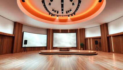 News Studio, Backdrop For TV Shows .TV On Wall.3D Virtual News Studio Background
