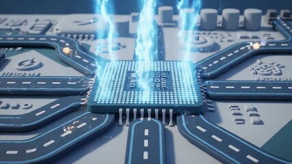 Abstract Digital City Infrastructure Visualized with Electric Connections and Circuit Design - Powered by Adobe