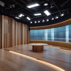 News Studio, Backdrop For TV Shows .TV On Wall.3D Virtual News Studio Background, 3d illustration