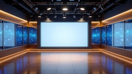 News Studio, Backdrop For TV Shows .TV On Wall.3D Virtual News Studio Background