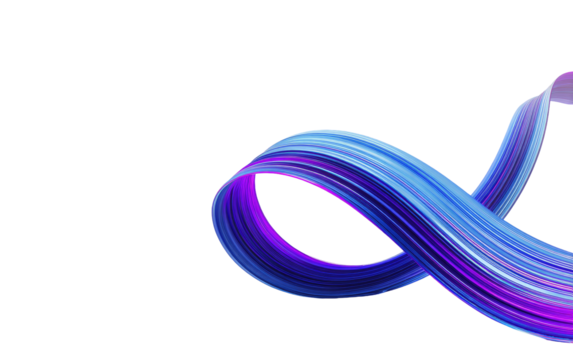 Abstract swirling ribbon of vibrant blue and purple hues against a black background