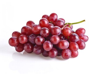 Fototapeta premium Luscious red grape bunch with a glossy sheen isolated on a bright white background