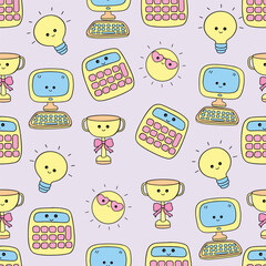 Cute School Seamless Pattern  Back To School Seamless Pattern Trendy Teacher Background 
