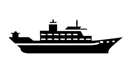 Obraz premium Illustration of a large black ship with multiple decks and a pointed bow on a white background