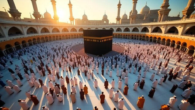 Muslims in the Kaaba are praying