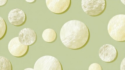 Abstract Light Beige Circles Pattern On Pale Green Background