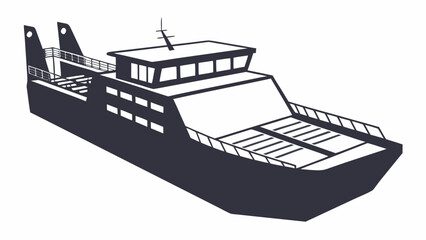 Obraz premium Illustration of a ferry boat with a visible deck and upper cabin against a white background view