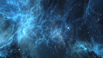 Deep space starfield with glowing blue nebula clouds, seamless vertical loop - Powered by Adobe