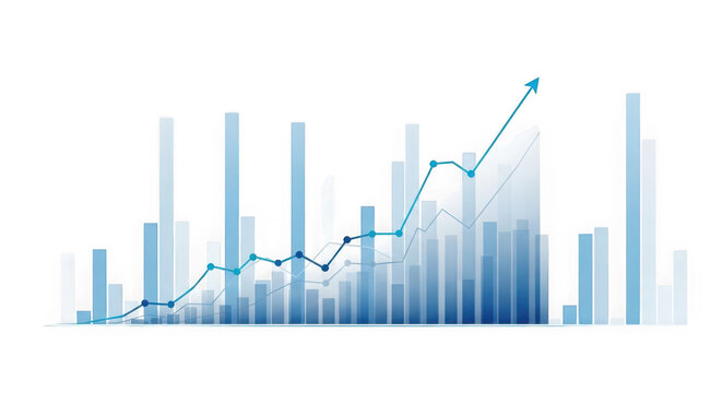 Ai generated image of blue financial graph with upward trend isolated on transparent background