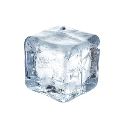 Single ice cube, square shape, clear, slightly textured