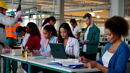 Engineers and doctors collaborating in modern facility - Powered by Adobe