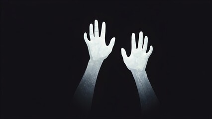 Obraz premium Ghostly Hands in Blue Glow