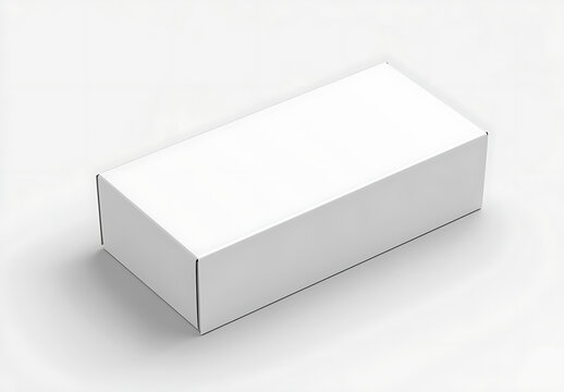 Blank white rectangular cardboard box shown on a plain white surface in a product shot, perfect for mockups and showcasing packaging design.