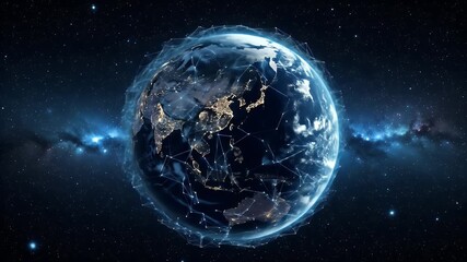 Earth globe with glowing network connections in space - Powered by Adobe