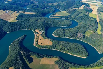 Fototapeten Naturpark Aerial view of Upper Sûre Lake in Luxembourg during summer   © Mike Workman