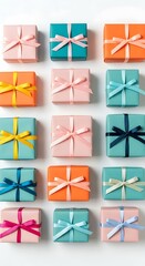 A Colorful Assortment of Beautifully Wrapped Gifts Tied with Ribbons and Bows Presenting a Cheerful and Festive Atmosphere for Special Occasions
