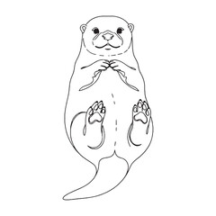 Elegant Otter Line Art – Otter Vector Illustration Sleek Drawing with Minimalistic Line Work – Otter Drawing – Line Art Drawing of Otter – Otter Icon

