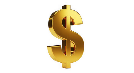 Ai generated image of golden dollar sign isolated on transparent background