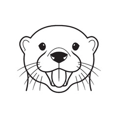 Playful Otter Line Art &ndash; Otter Vector Illustration Artistic Drawing with Unique Rounded Head &ndash; Otter Drawing &ndash; Line Art Drawing of Otter &ndash; Otter Icon

