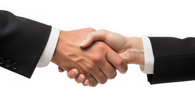 Ai generated image of business handshake isolated on transparent background - Powered by Adobe