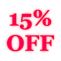 Exclusive Discount: An eye-catching and vivid text-based visual with the words 15% OFF prominently displayed, perfect for advertisements or promotional materials.