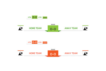 Fototapeta premium Set of banners for sports game score in green and orange color options on a white background