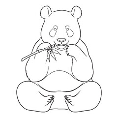 Dynamic Panda Line Art Drawing – Panda Vector Detailed Drawing with Slight Forward Motion – Panda Drawing – Black Vector of Panda – Panda Outline

