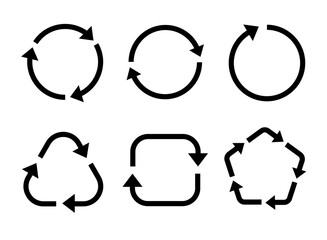 循環・リサイクル・更新を表す矢印アイコンセット（サークル 三角 四角 ループ ベクター）