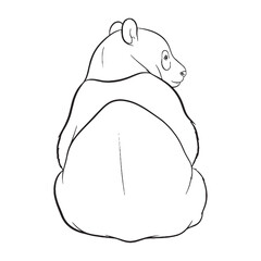 Walking Panda Line Art Drawing – Panda Vector Smooth Outline Drawing with Characteristic Rounded Body – Panda Drawing – Black Vector of Panda – Panda Outline

