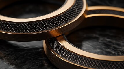 Mock combo of sandstone rings and embedded carbon fiber grids bronze and black mix -