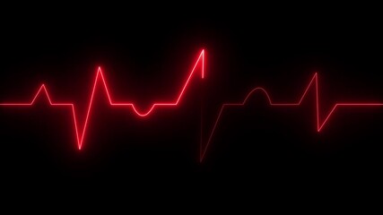 ECG monitor beating heart with a neon electrocardiogram overlay cardiogram line icon animation. seamless loop motion animated motion. heartbeat rate video. - Powered by Adobe