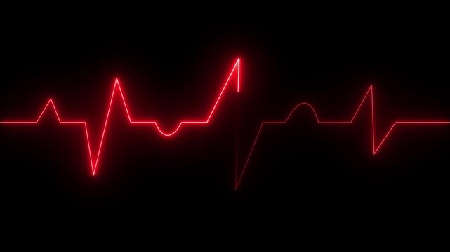 ECG monitor beating heart with a neon electrocardiogram overlay cardiogram line icon animation. seamless loop motion animated motion. heartbeat rate video.